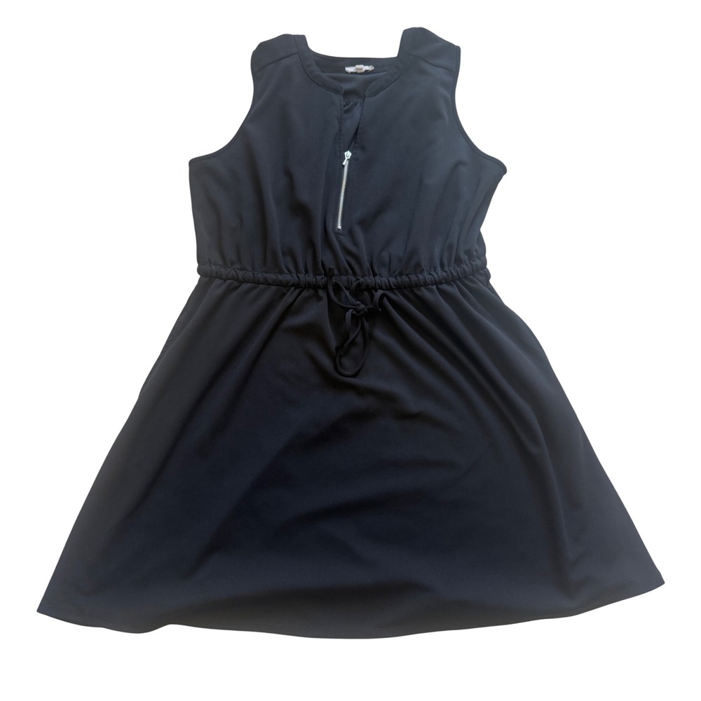 Maurices Mini Dress Womens XXL Black Excellent Sleeveless Zip Neck Drawstring